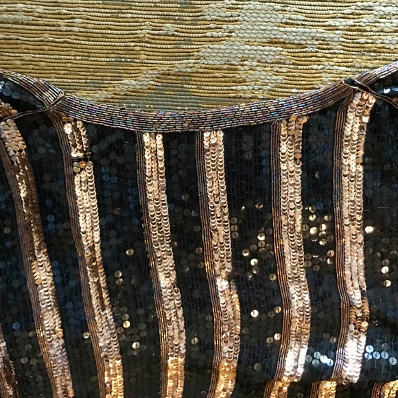 Vintage Sequined Black and Copper Evening Coat/Duster Size M/L - Picture 6 of 7